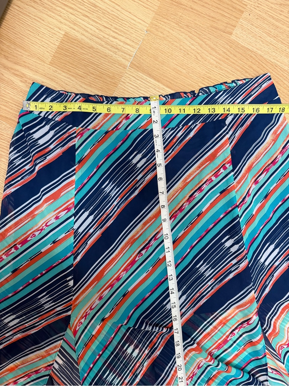 Maurices XL Navy Coral Mint Striped Layered Maxi Skirt Sheer Overlay - Picture 4 of 8